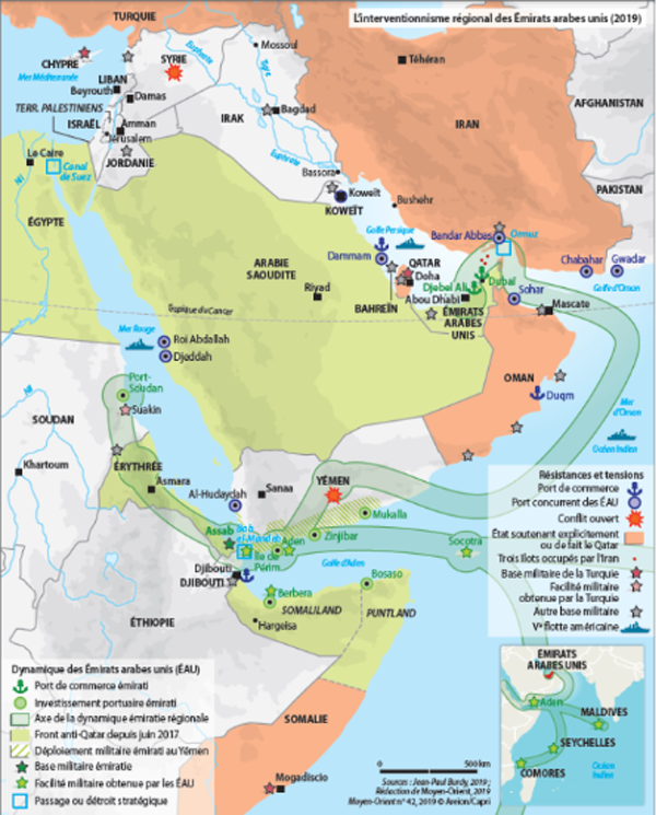 Carte des principaux ports à conteneurs Moyen-Orient